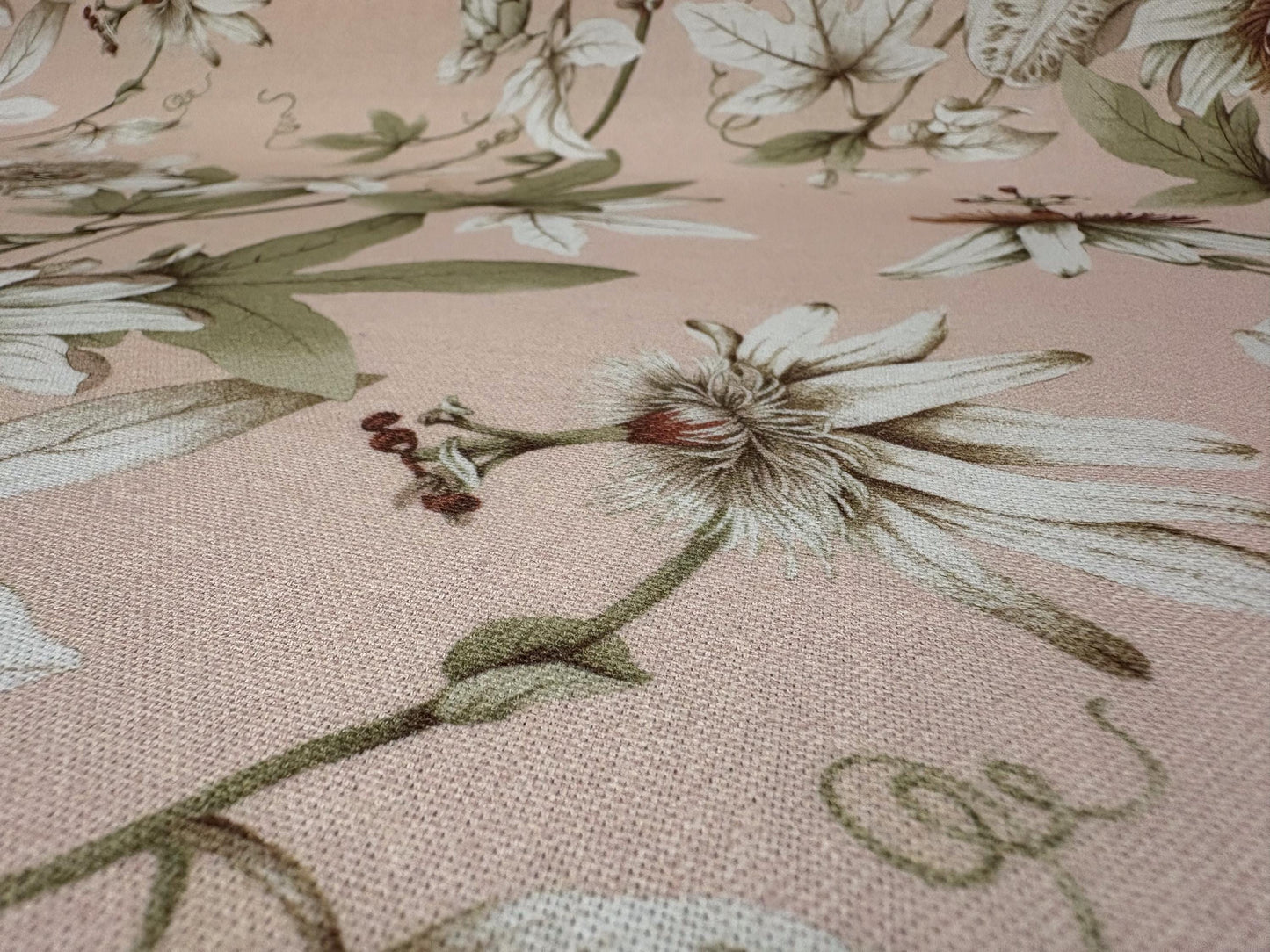 P Kaufmann Country Cottage Fabric in Blush, Woven Fabric, Cotton, Premium Upholstery Fabric, Drapery Fabric, Pink and Green Floral Cotton