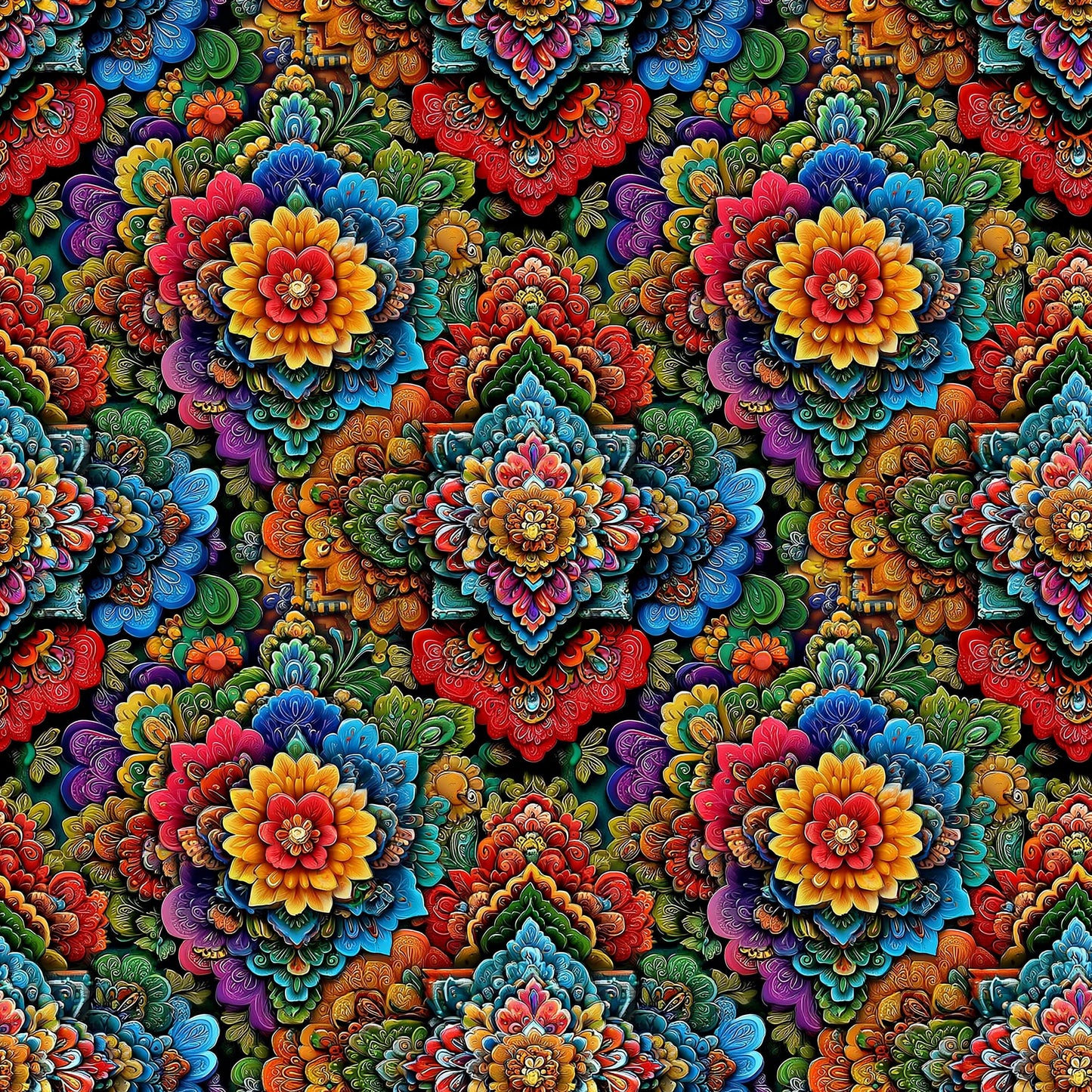 Mexican Fiesta Floral 2 Fabric - Shop now at American Fabric Prints