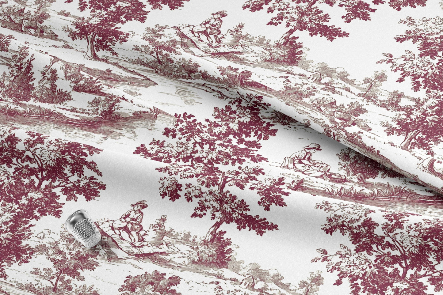 Burgundy Toile De Jouy Made in the USA by American Fabric Prints. Shop now at American Fabric Prints.