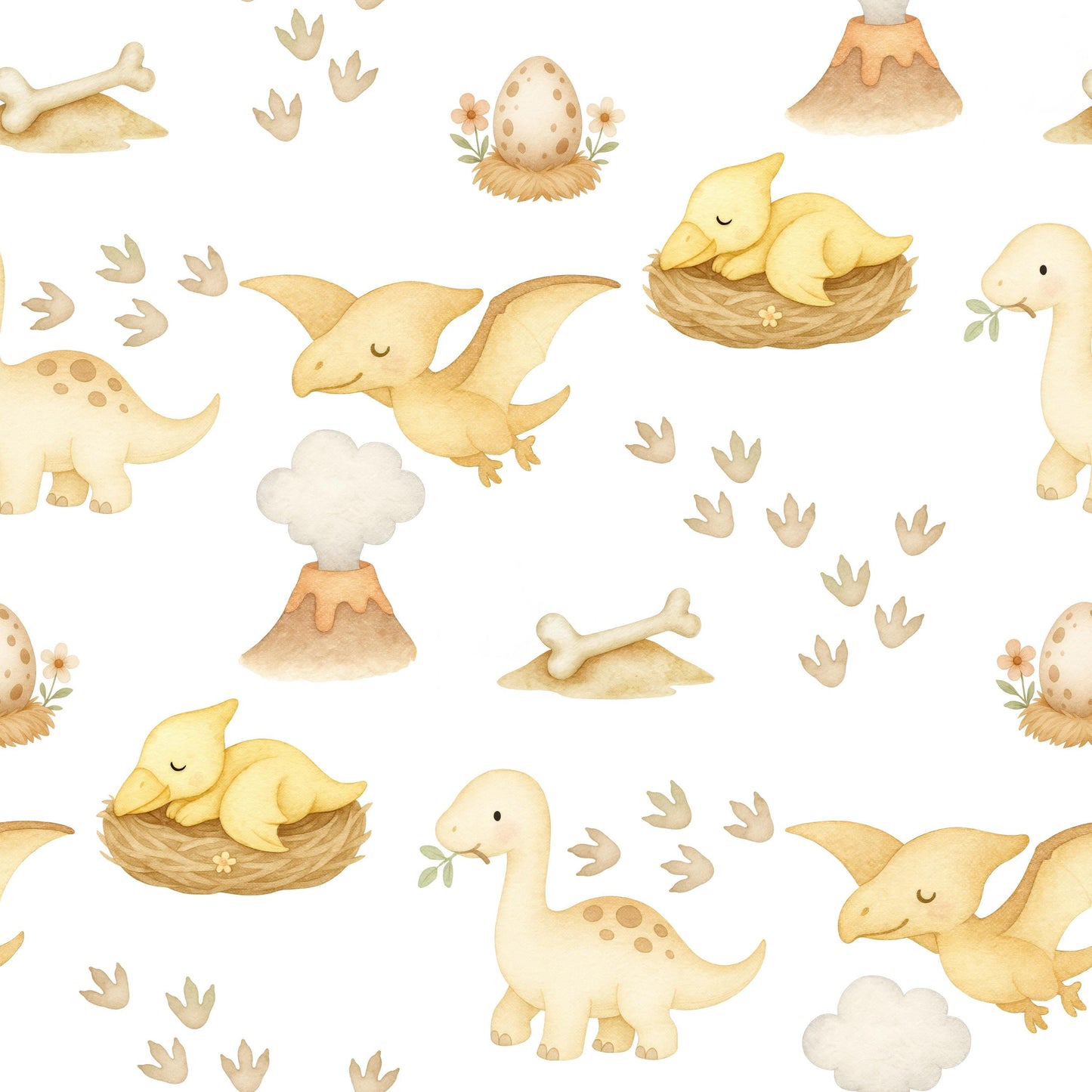 Little Yellow Dinosaurs Fabric - Shop now at American Fabric Prints