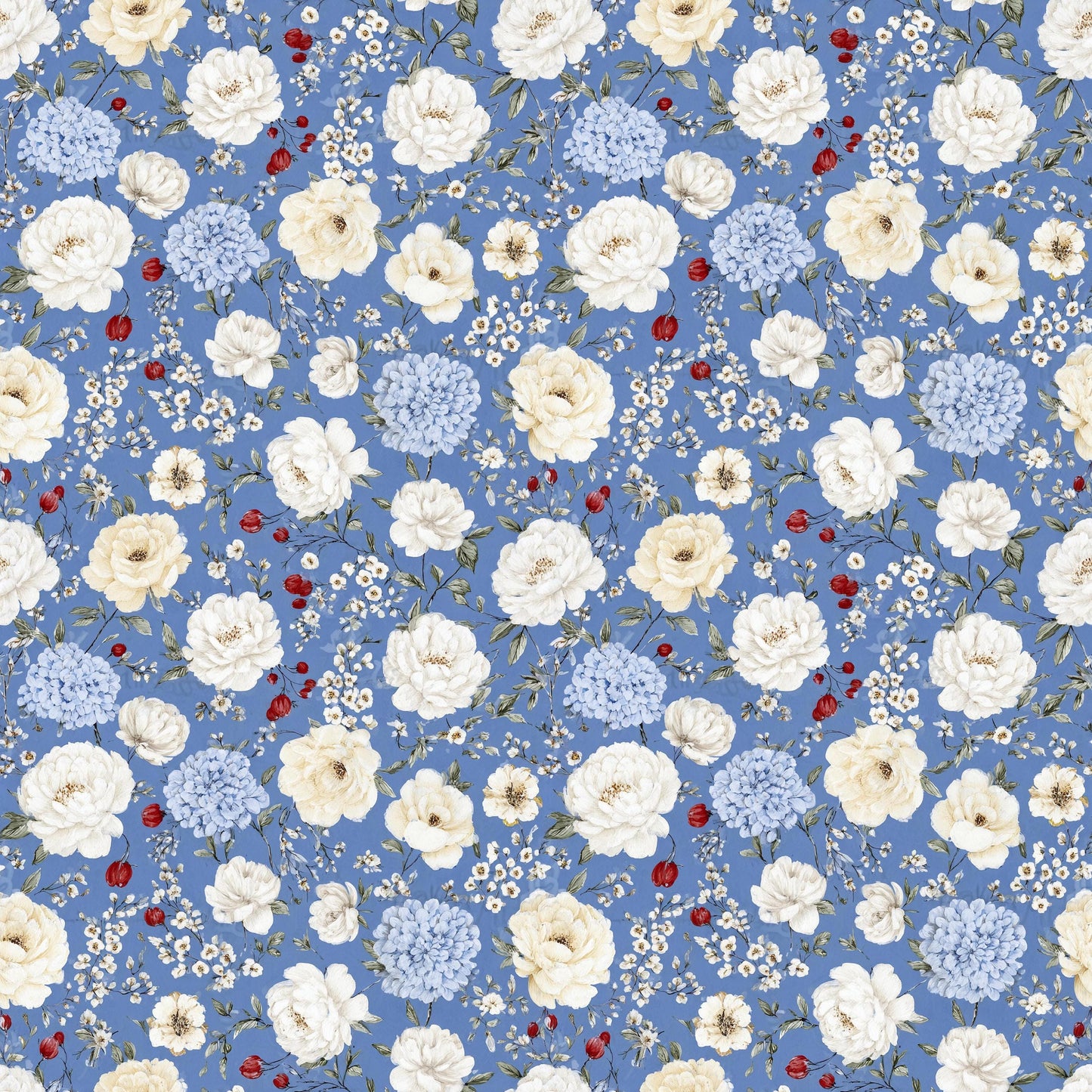 Red White and Blue Floral Fabric - Shop now at American Fabric Prints
