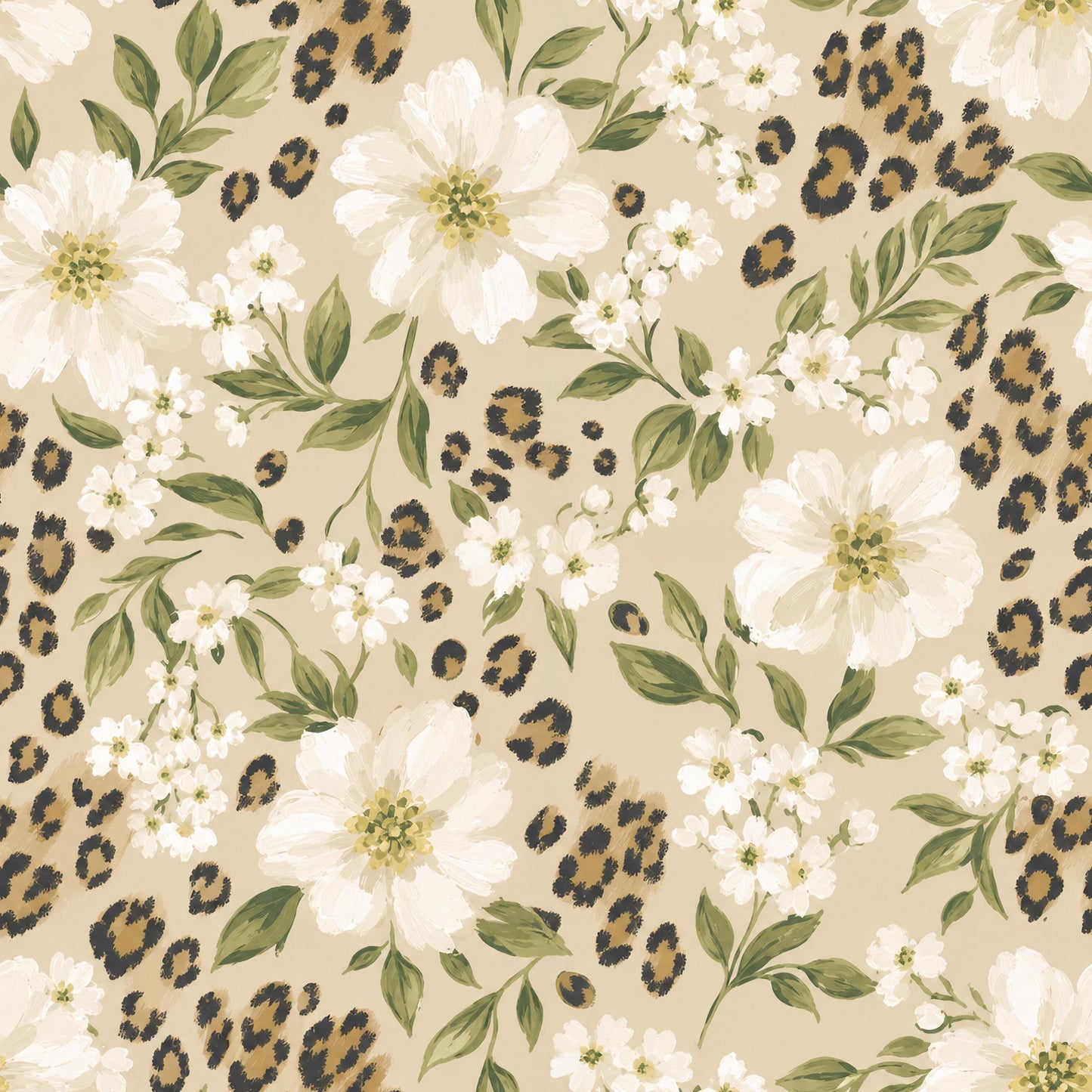 Leopard+Flowers Fabric - Shop now at American Fabric Prints