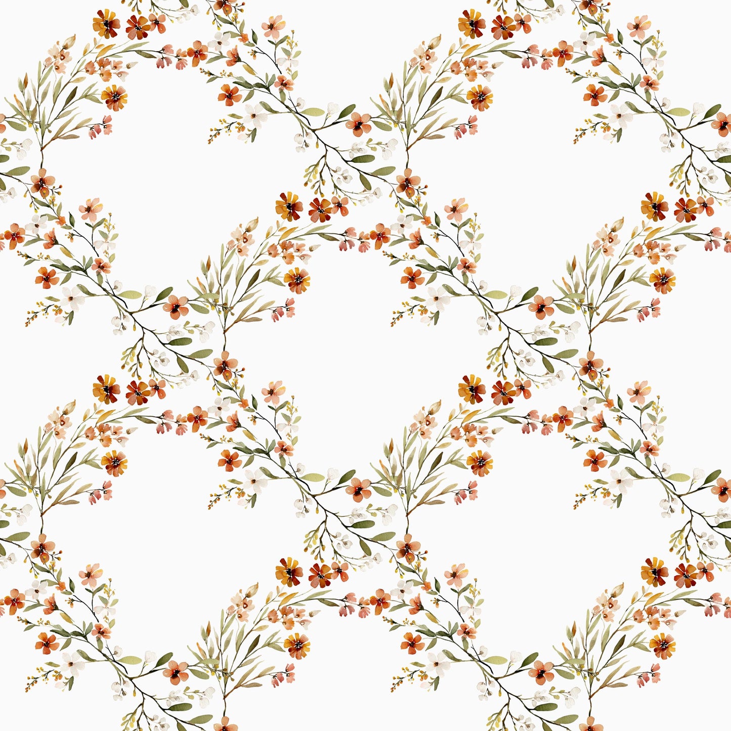 Autumn Floral Diamonds Fabric - Shop now at American Fabric Prints