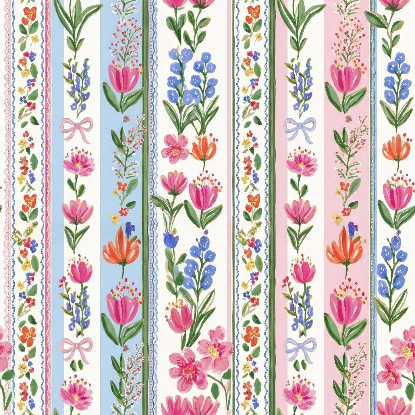 Floral Stripes Fabric - Shop now at American Fabric Prints