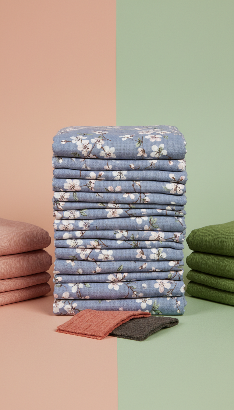 Dusty Periwinkle Floral linen stack