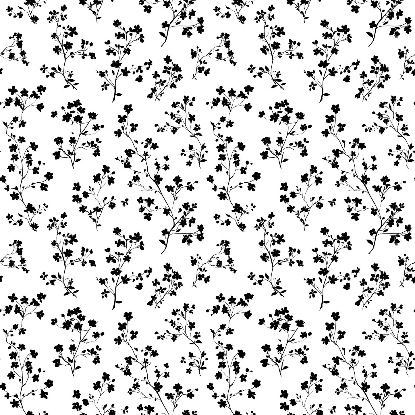 Black Dainty Wildflower Fabric - Shop now at American Fabric Prints