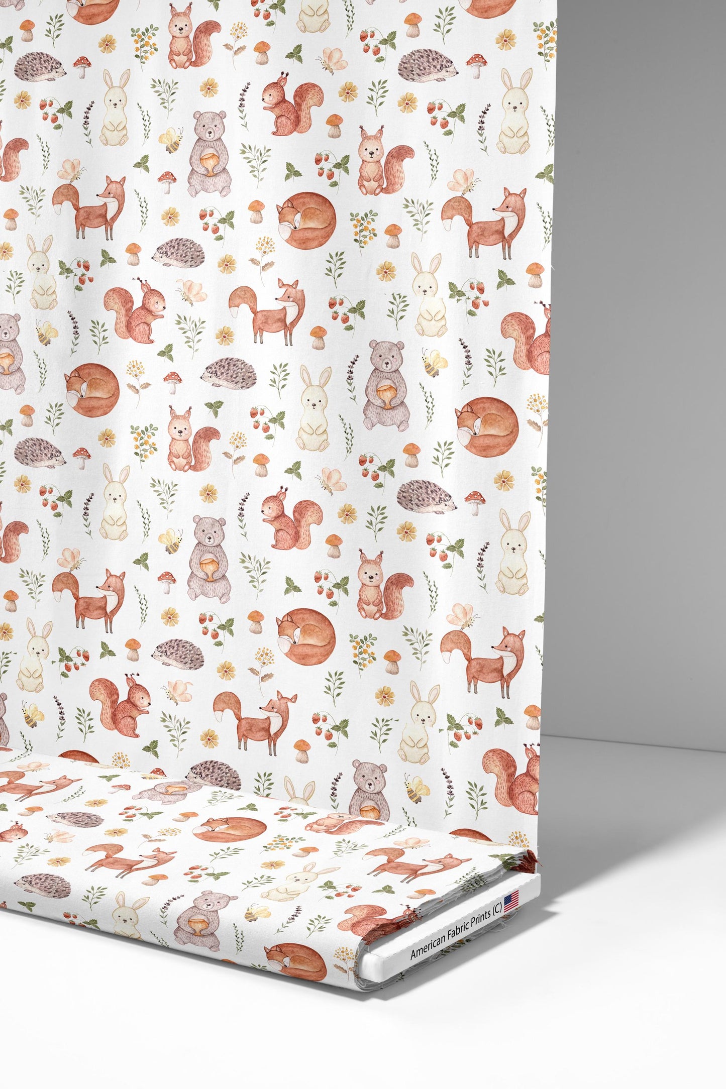 Forest Animals Fabric | Premium Cotton Quilt Fabric | Woodland Forest Pattern | Made in the USA | American Fabric Prints | Woodland Animals