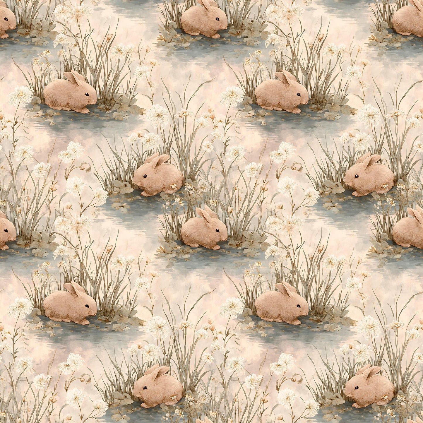 Watercolor Bunny Meadow Fabric - Shop now at American Fabric Prints