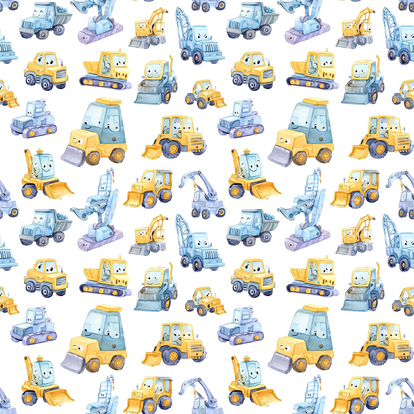 Playful Construction Machines Fabric - Shop now at American Fabric Prints