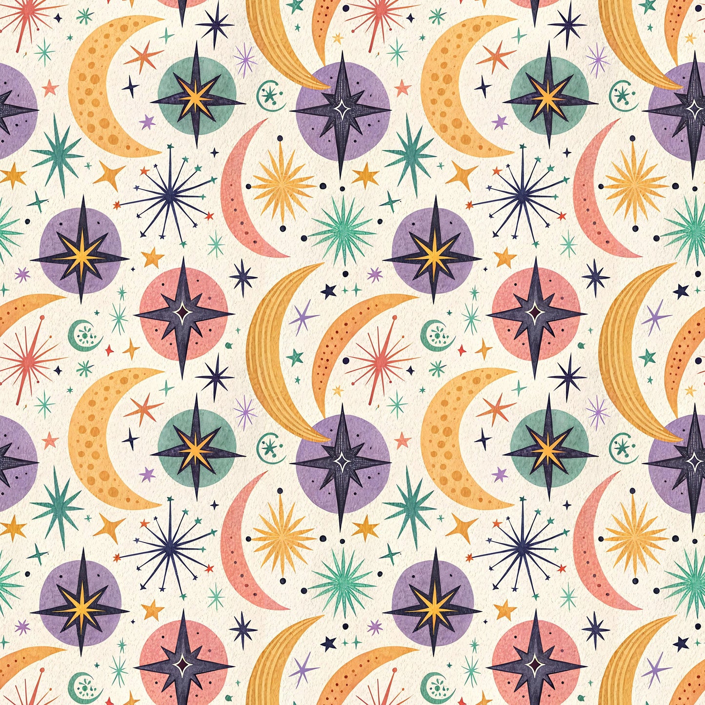 Vintage Moons Fabric - Shop now at American Fabric Prints