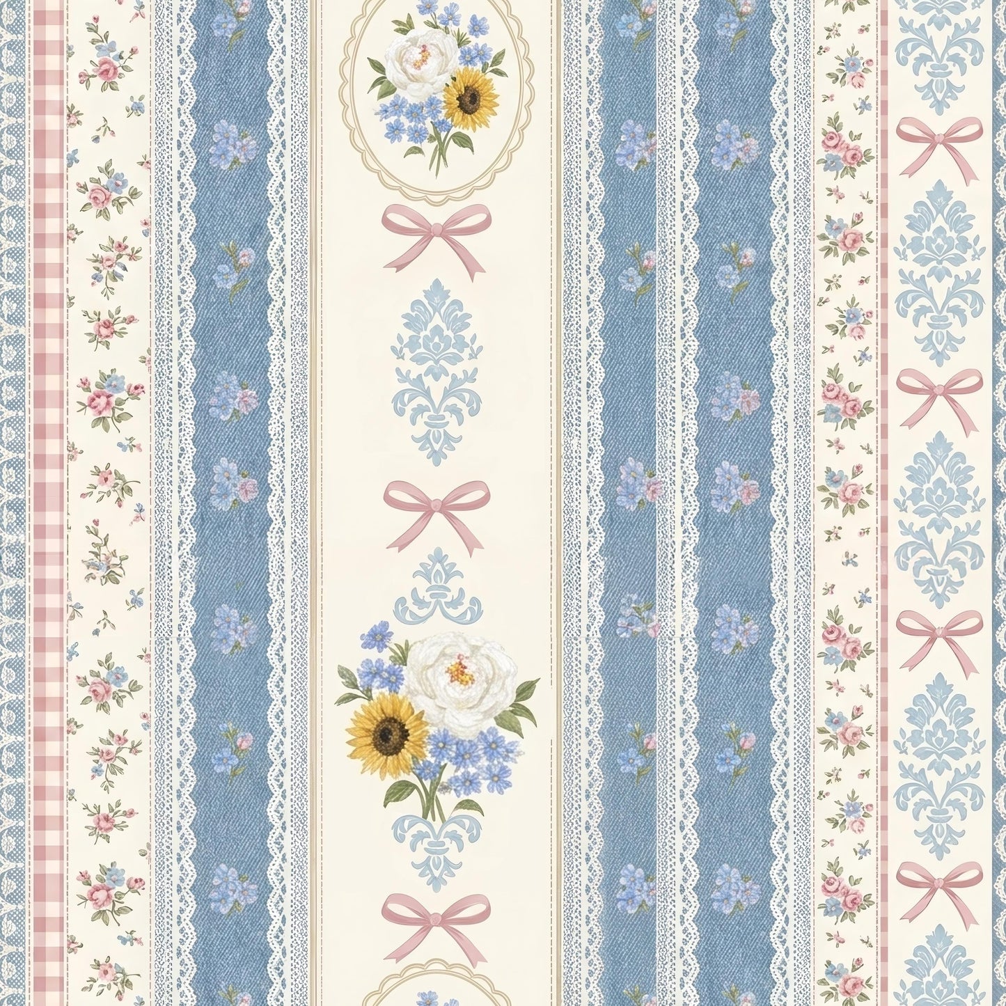 Denim Lace Floral Fabric - Shop now at American Fabric Prints