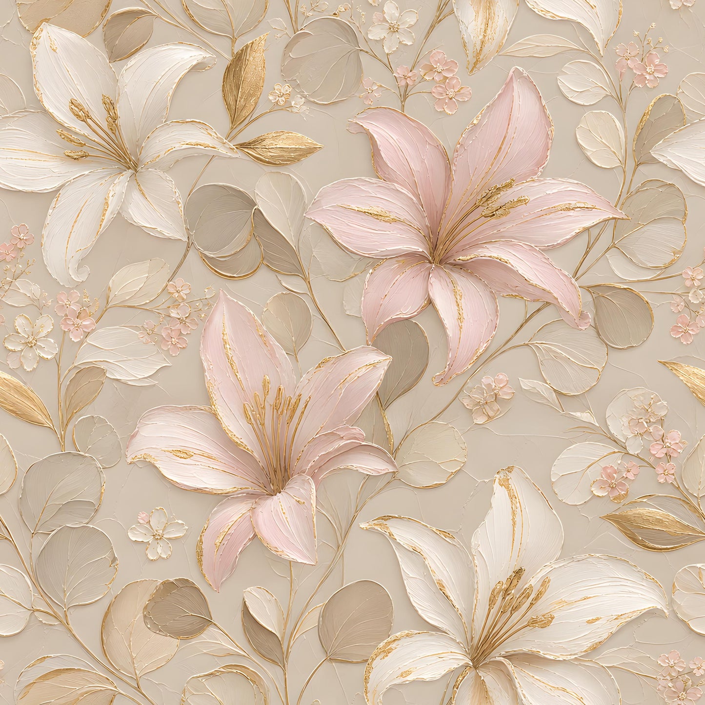 Blush Gold LIly Floral Fabric - Shop now at American Fabric Prints