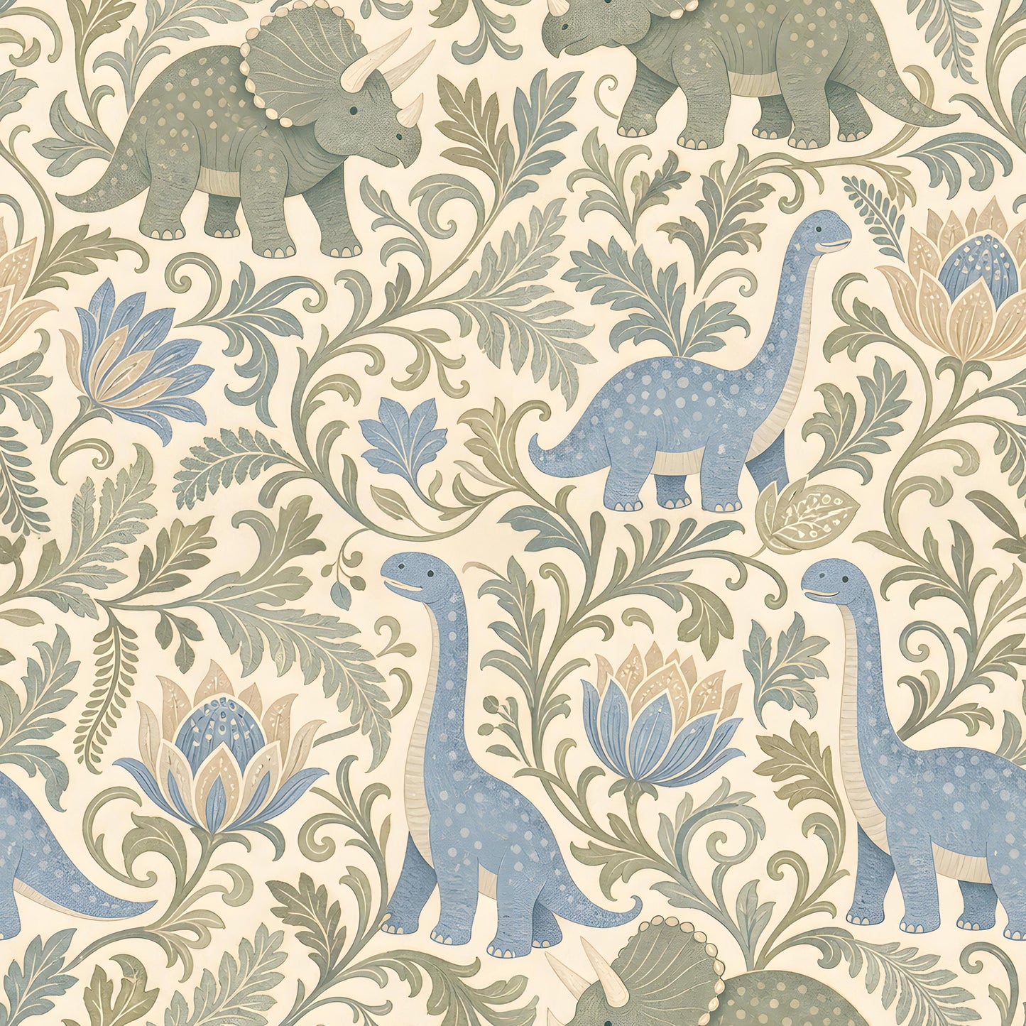 Victorian Dinosaurs Fabric - Shop now at American Fabric Prints