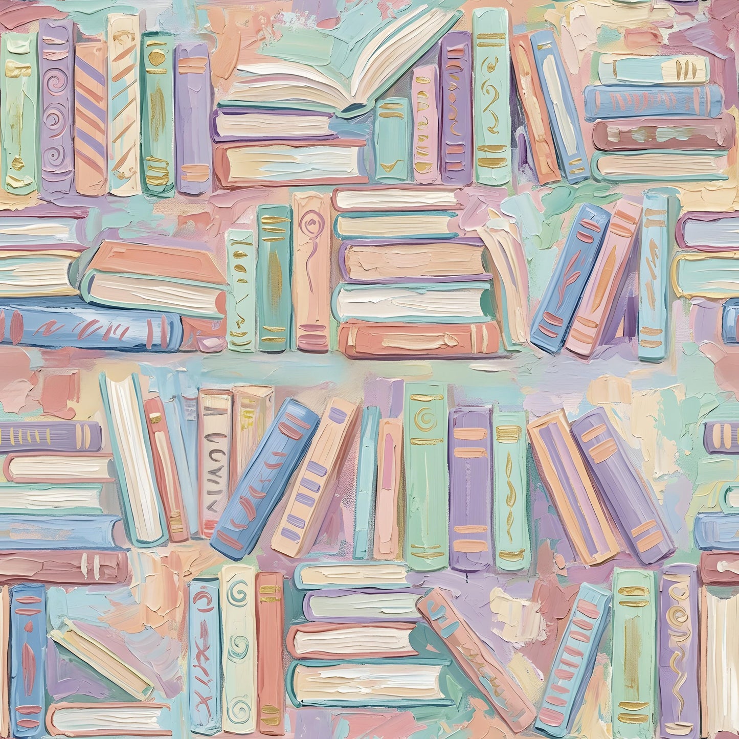 Pastel Books Fabric - Shop now at American Fabric Prints