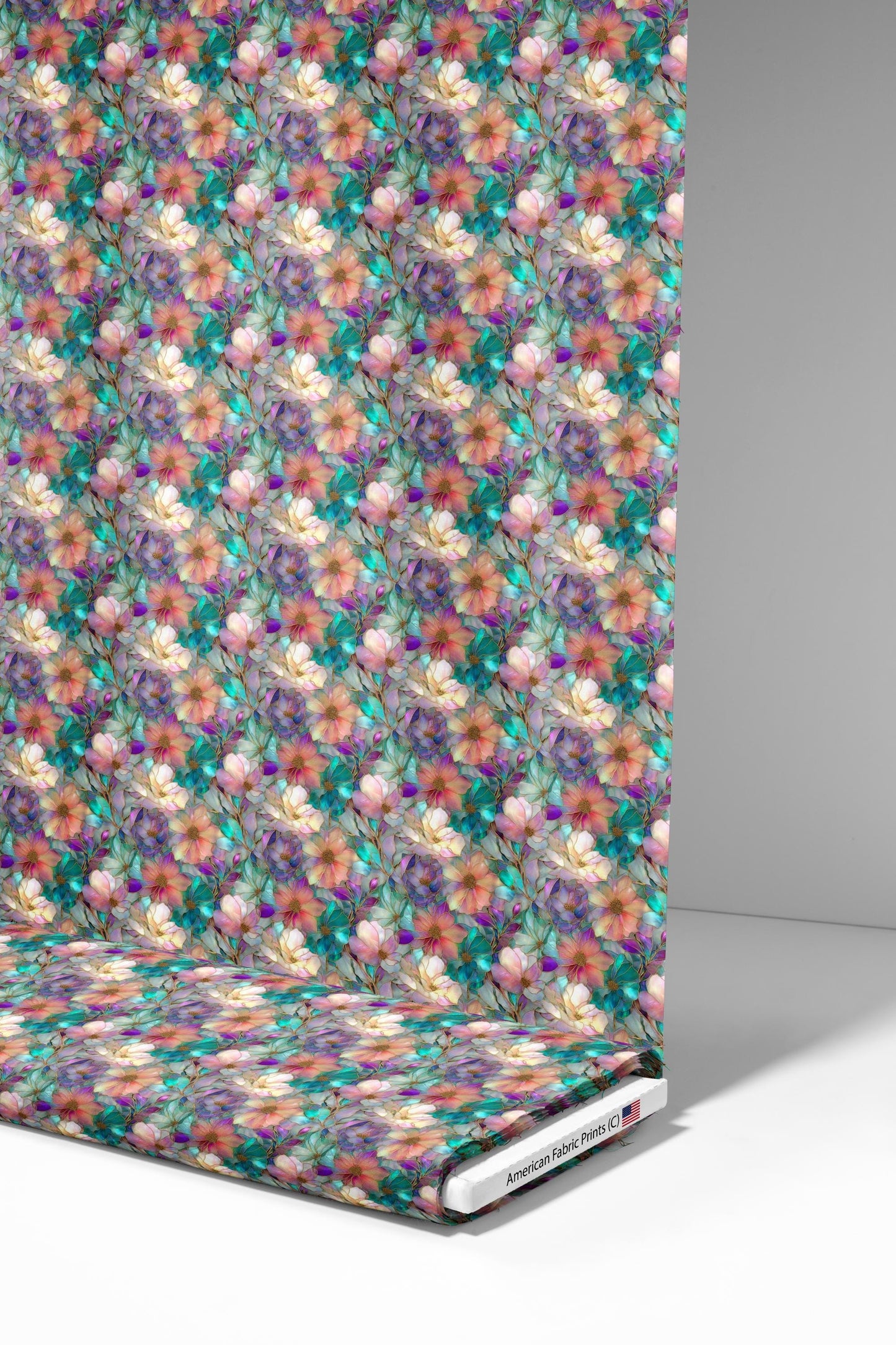 Stain Glass Flowers Fabric - Shop now at American Fabric Prints