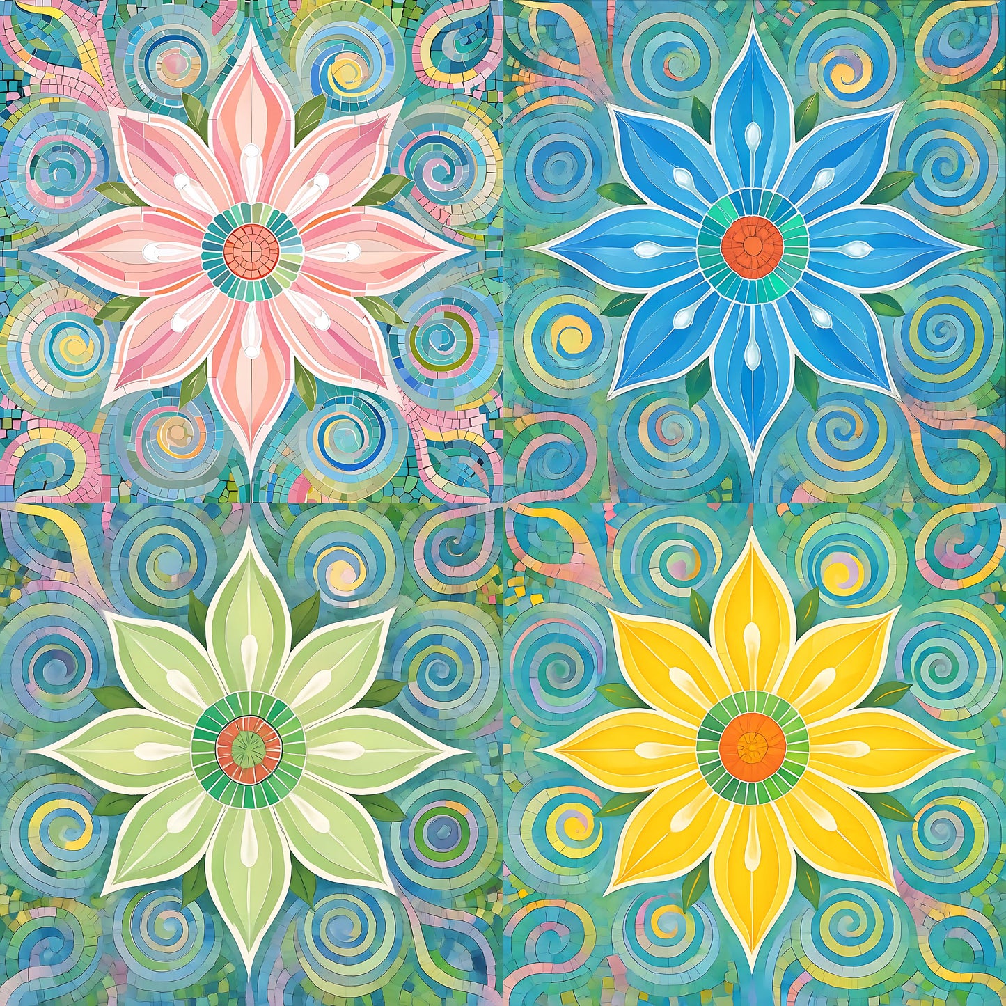Floral Tile Art Fabric - Shop now at American Fabric Prints