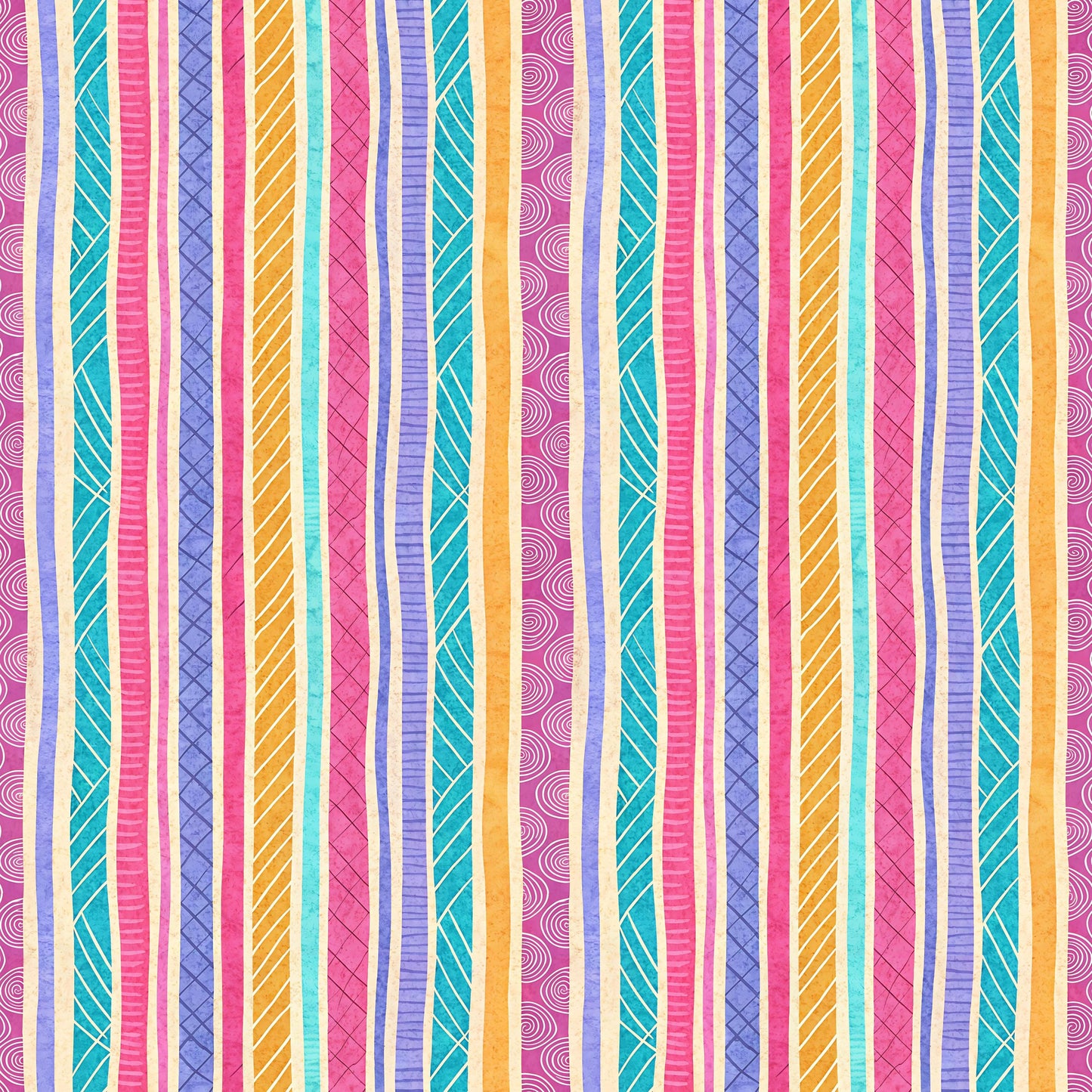 Colorful Doodle Stripes Fabric - Shop now at American Fabric Prints