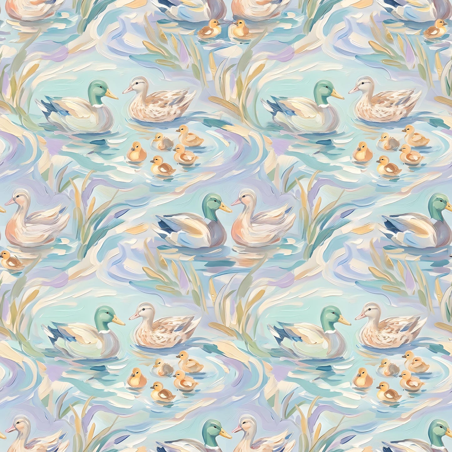 Mallard Duck Family Fabric - Shop now at American Fabric Prints
