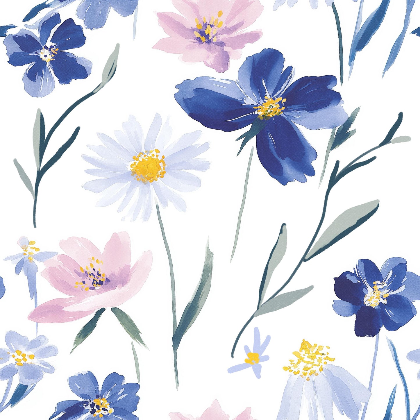 Blue Ditsy Floral Fabric - Shop now at American Fabric Prints