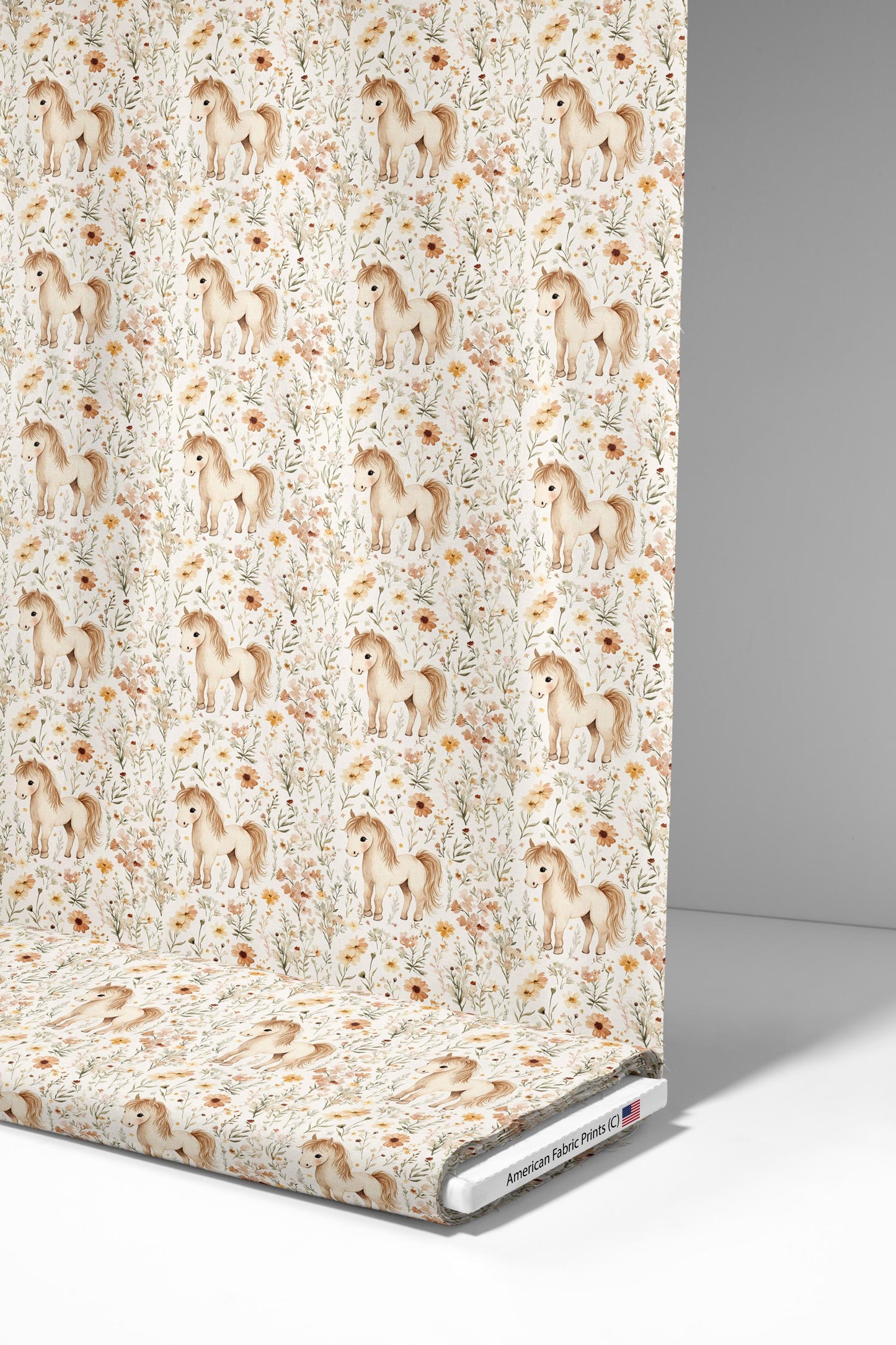 Little Pony Boho Quilting Fabric | Premium Cotton Quilt Fabric | Horse Floral Pattern | Made in the USA | American Fabric Prints | Boho Pony