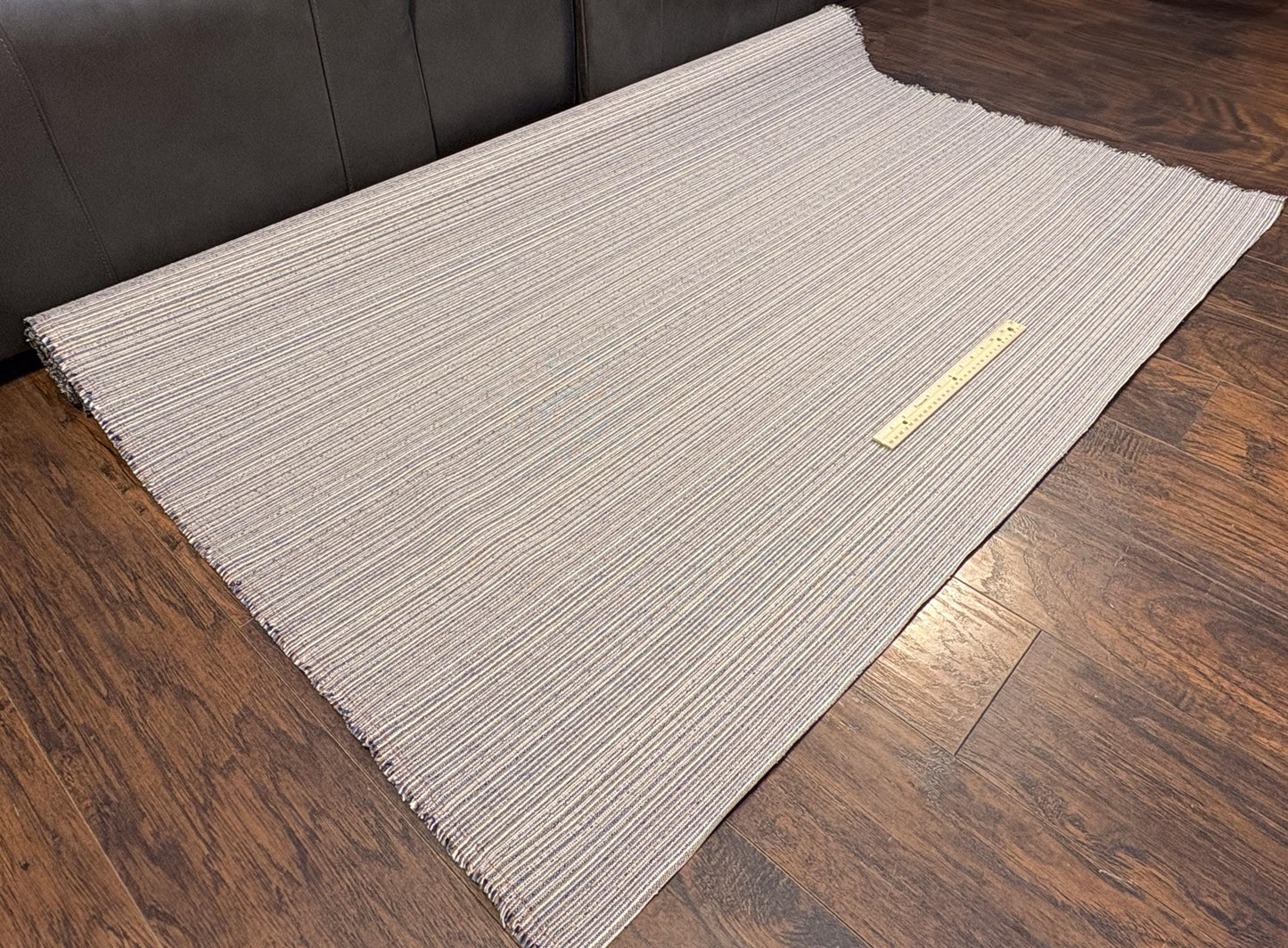 Kravet Stripe Woven Fabric with shades of beige, blue, and black. Shop now at American Fabric Prints.