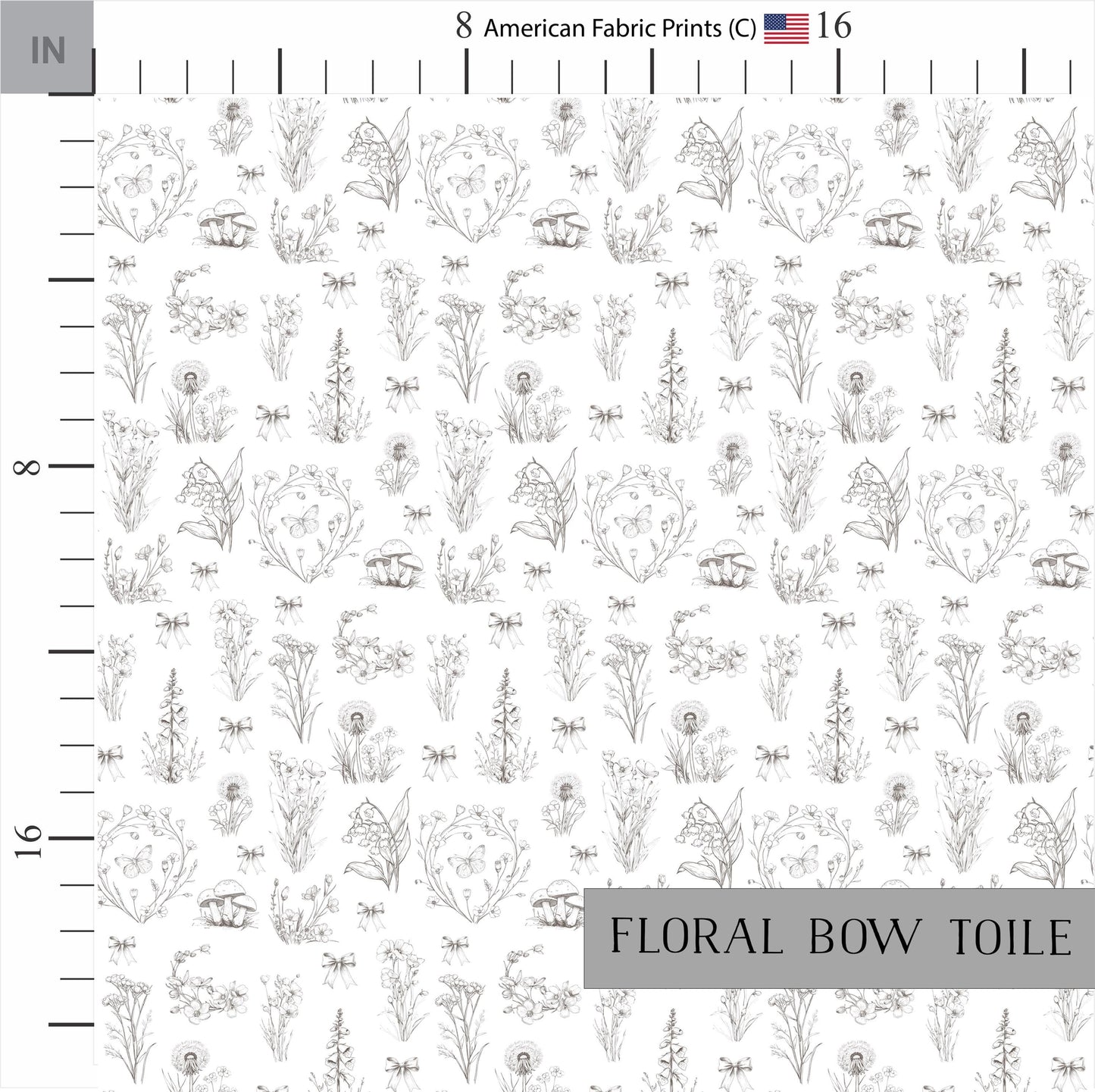 Sepia brown colored floral toile. Made in the USA. Shop now at American Fabric Prints.
