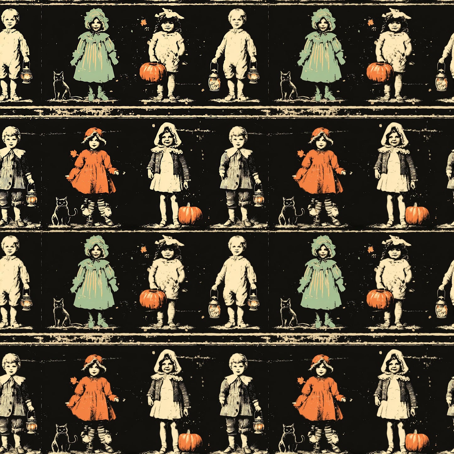 Vintage Halloween Children Fabric - Shop now at American Fabric Prints