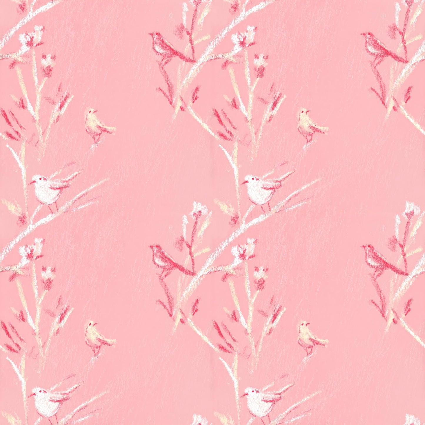 Sketchy Pink Birds Fabric - Shop now at American Fabric Prints