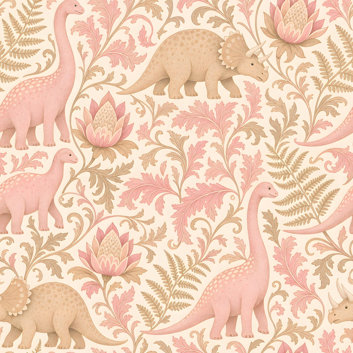 Pink Dinosaur Damask Fabric - Shop now at American Fabric Prints