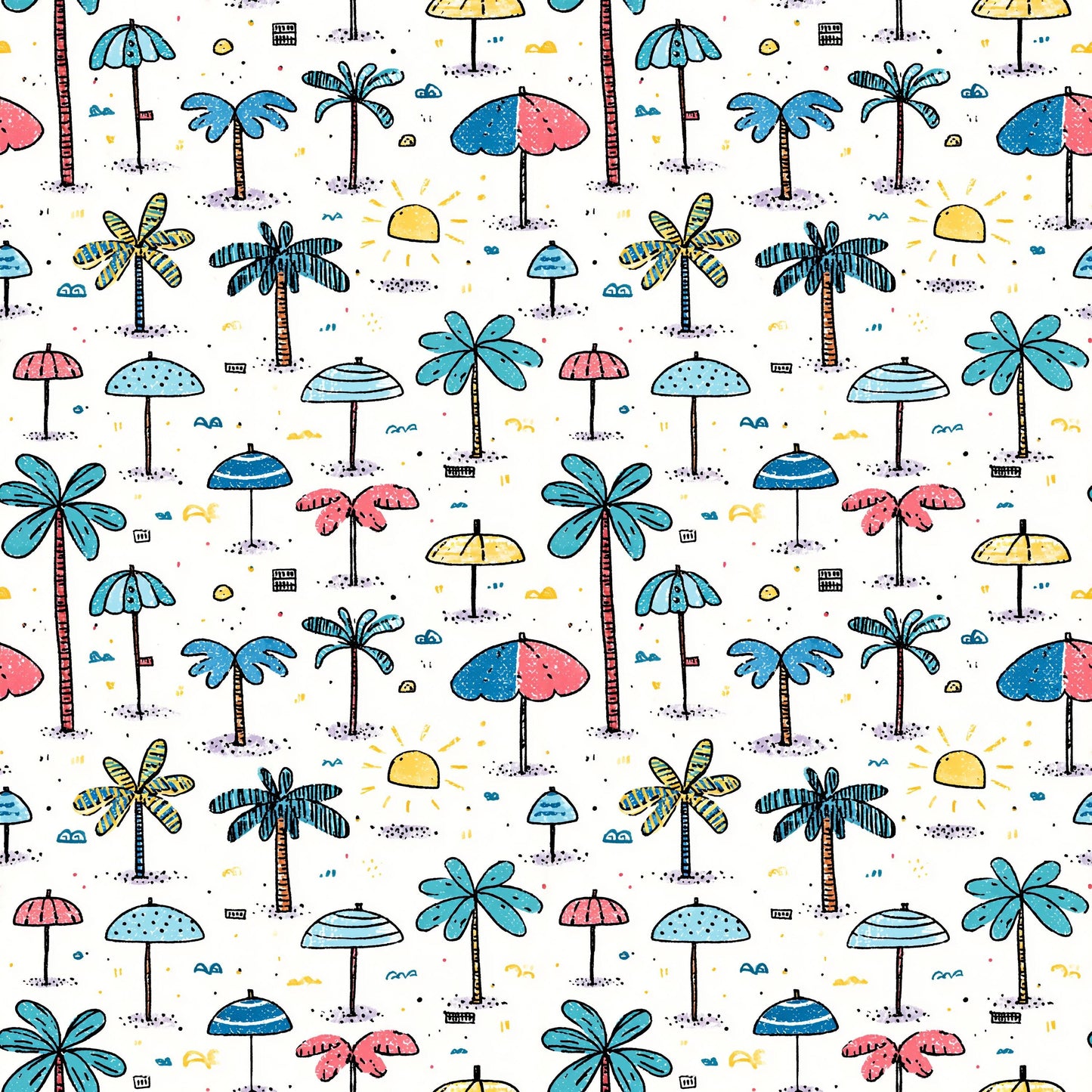Doodle Beach Front Fabric - Shop now at American Fabric Prints
