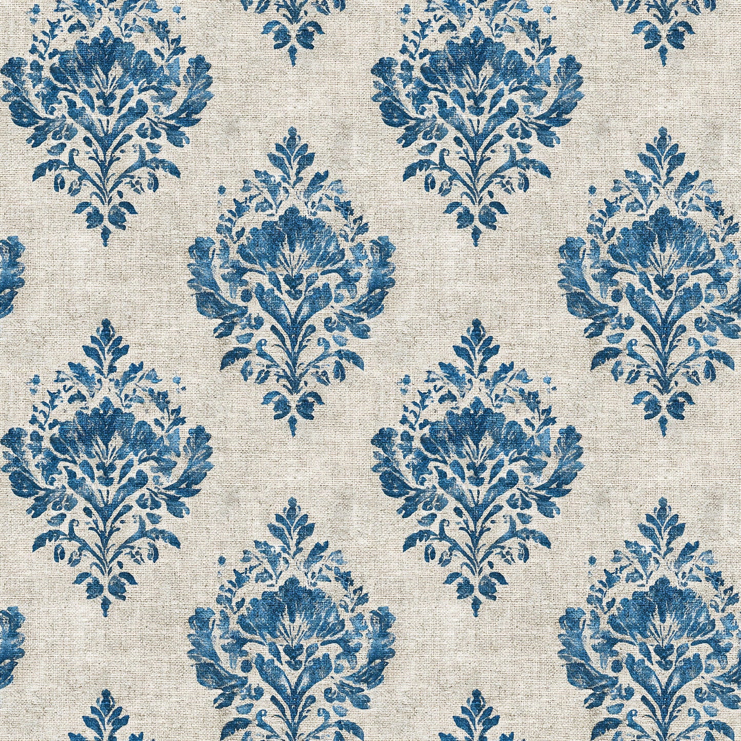 Blue Country Stamp Fabric - Shop now at American Fabric Prints