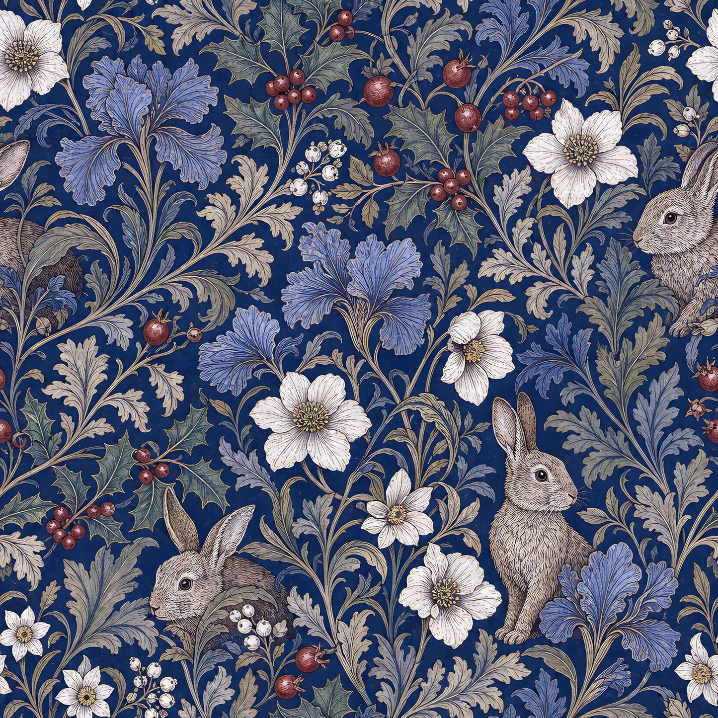Vintage Floral Bunny Fabric - Shop now at American Fabric Prints