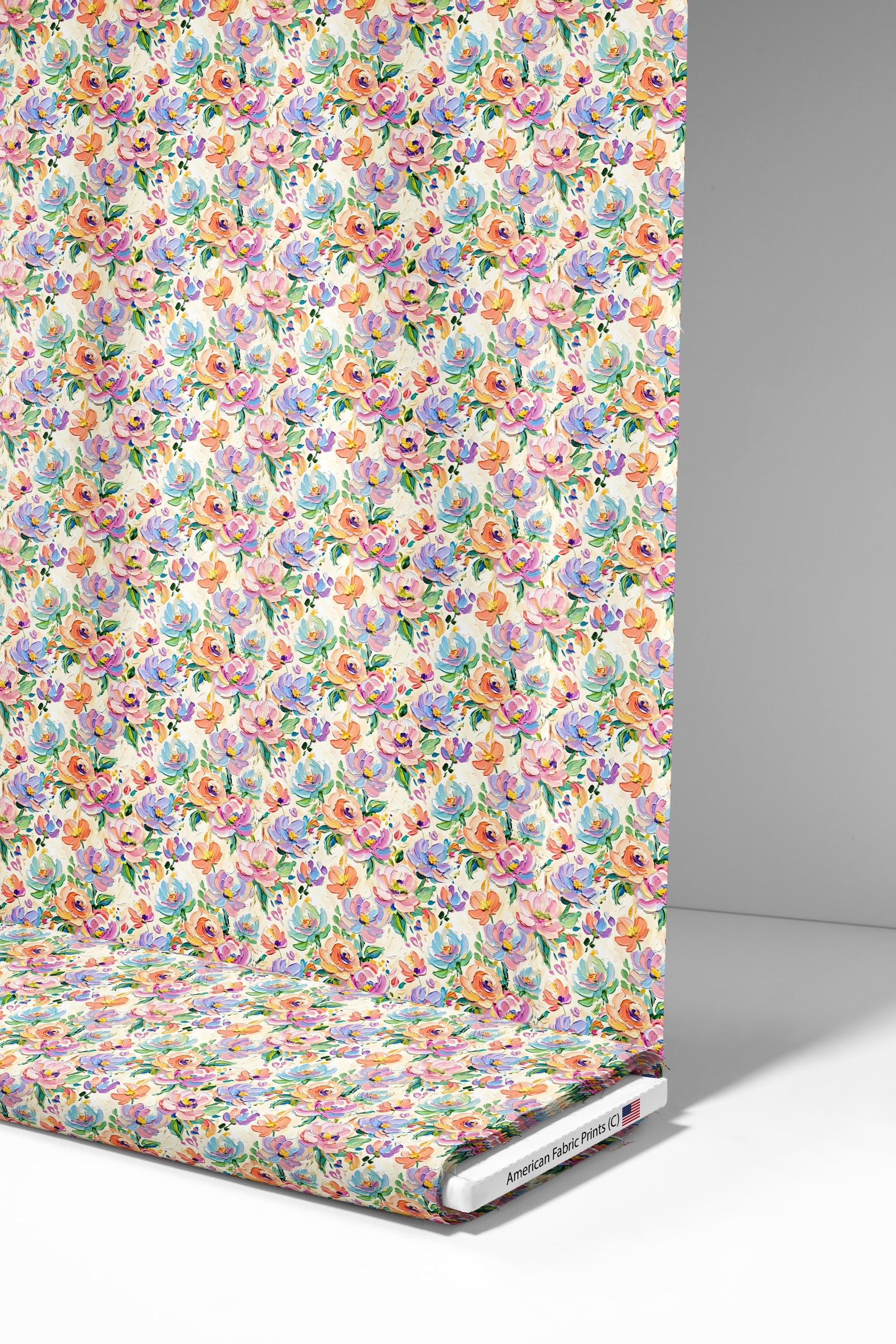 Colorful Painted Floral Fabric - Shop now at American Fabric Prints