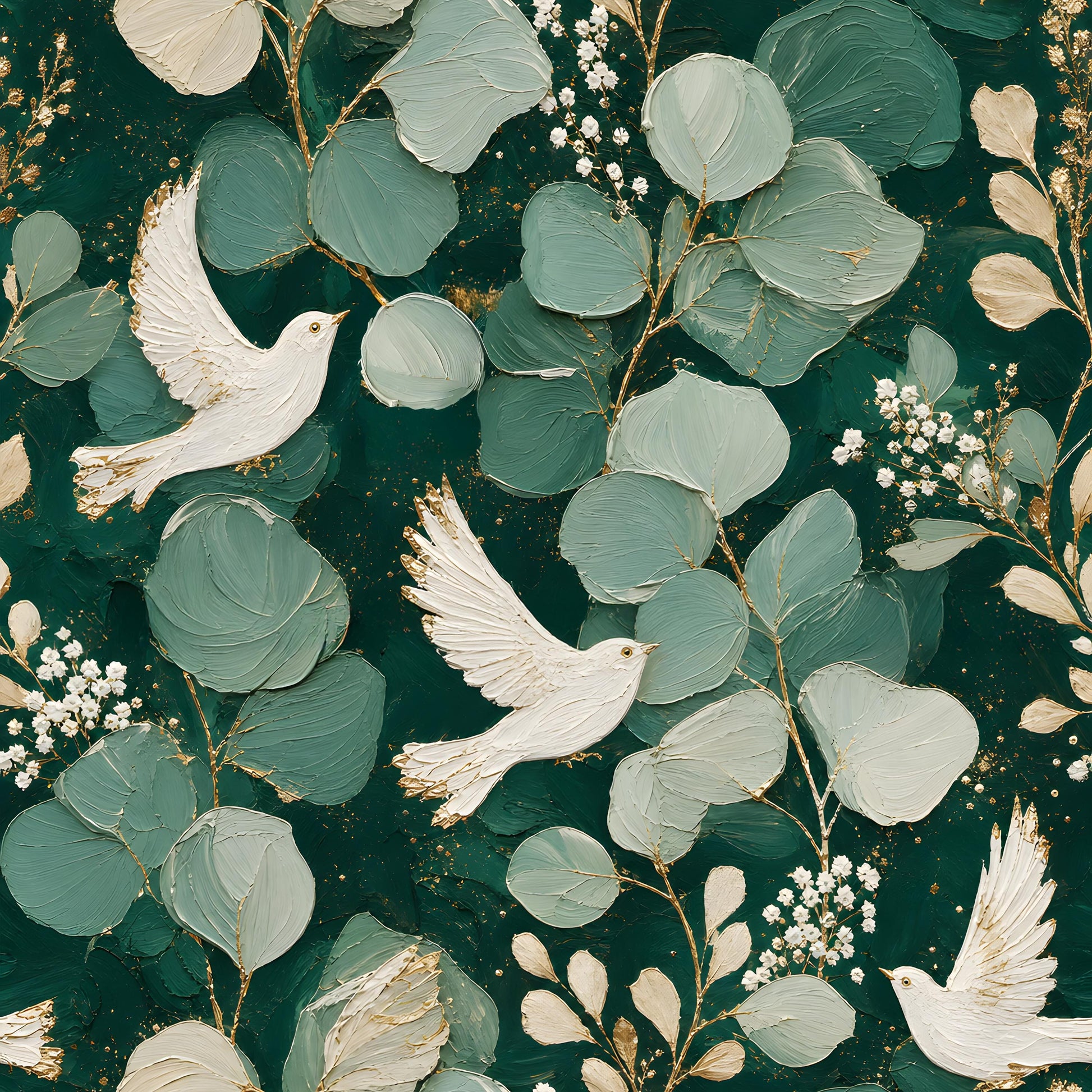 Eucalyptus Doves Fabric - Shop now at American Fabric Prints