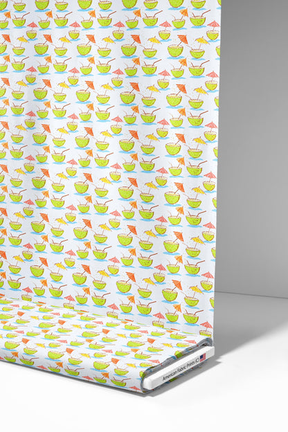 Doodle Coconut Drinks Fabric - Shop now at American Fabric Prints