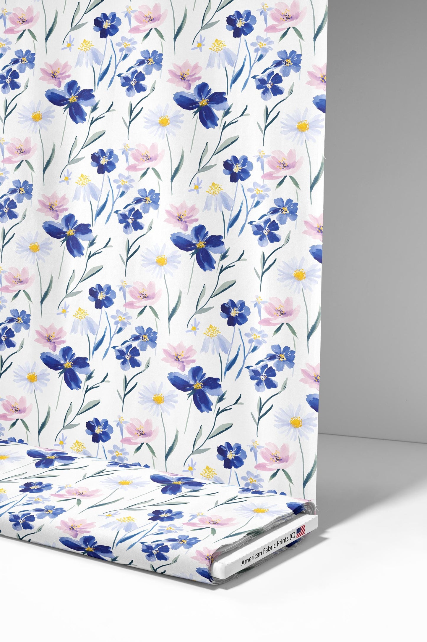 Blue Ditsy Floral Fabric - Shop now at American Fabric Prints