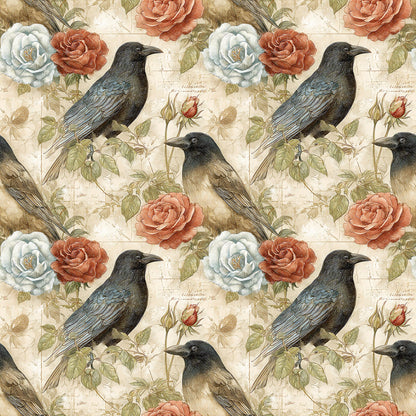 Heirloom Victorian Crows Fabric - Shop now at American Fabric Prints