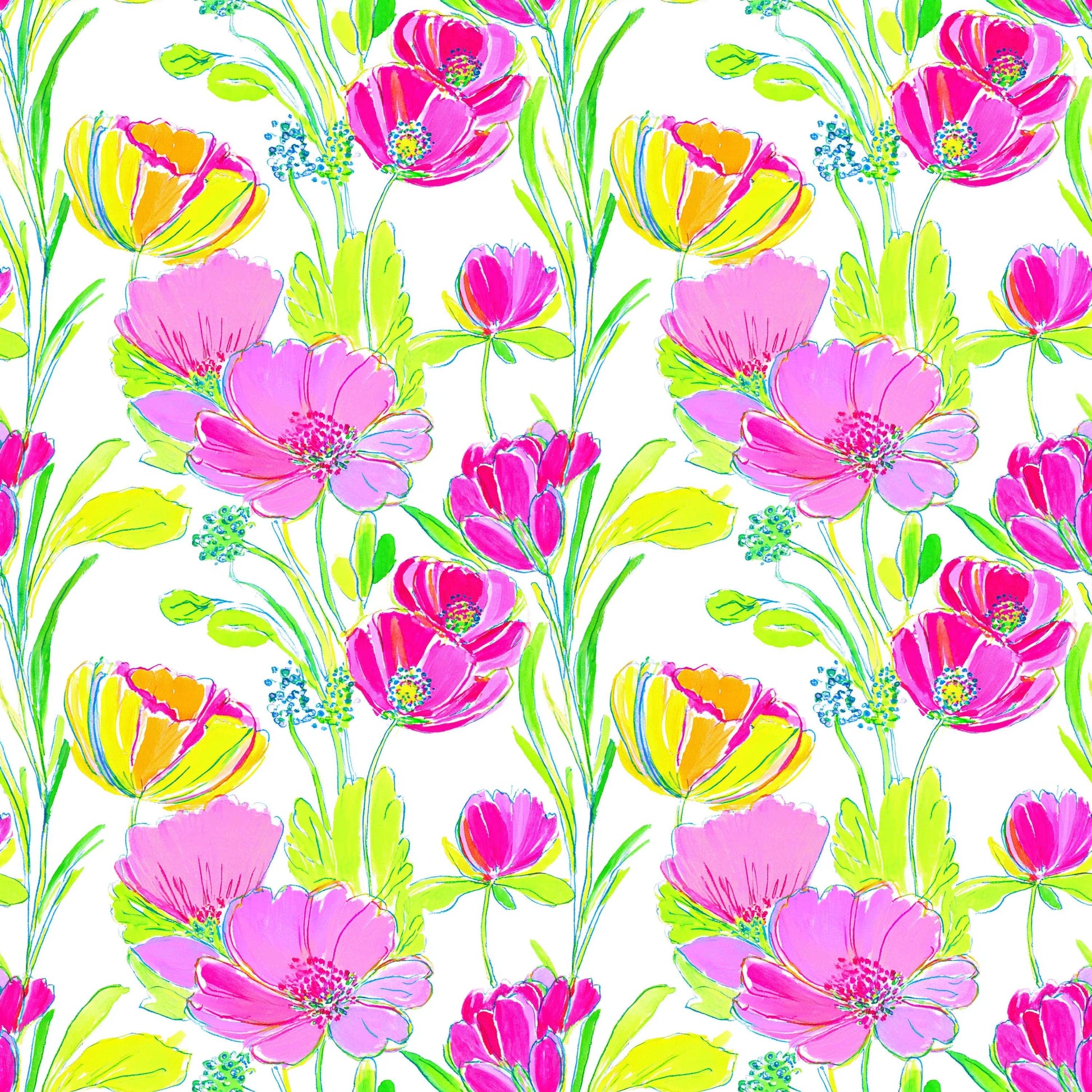 Bright Flowers Fabric - Shop now at American Fabric Prints