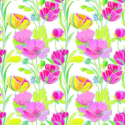 Bright Flowers Fabric - Shop now at American Fabric Prints