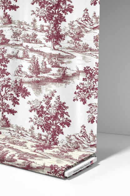 Burgundy Toile De Jouy Made in the USA by American Fabric Prints. Shop now at American Fabric Prints.