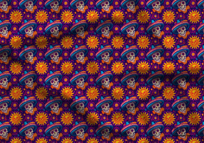 Fiesta Skull Fabric - Shop now at American Fabric Prints