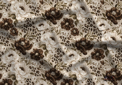 Leopard Brown Floral Fabric - Shop now at American Fabric Prints