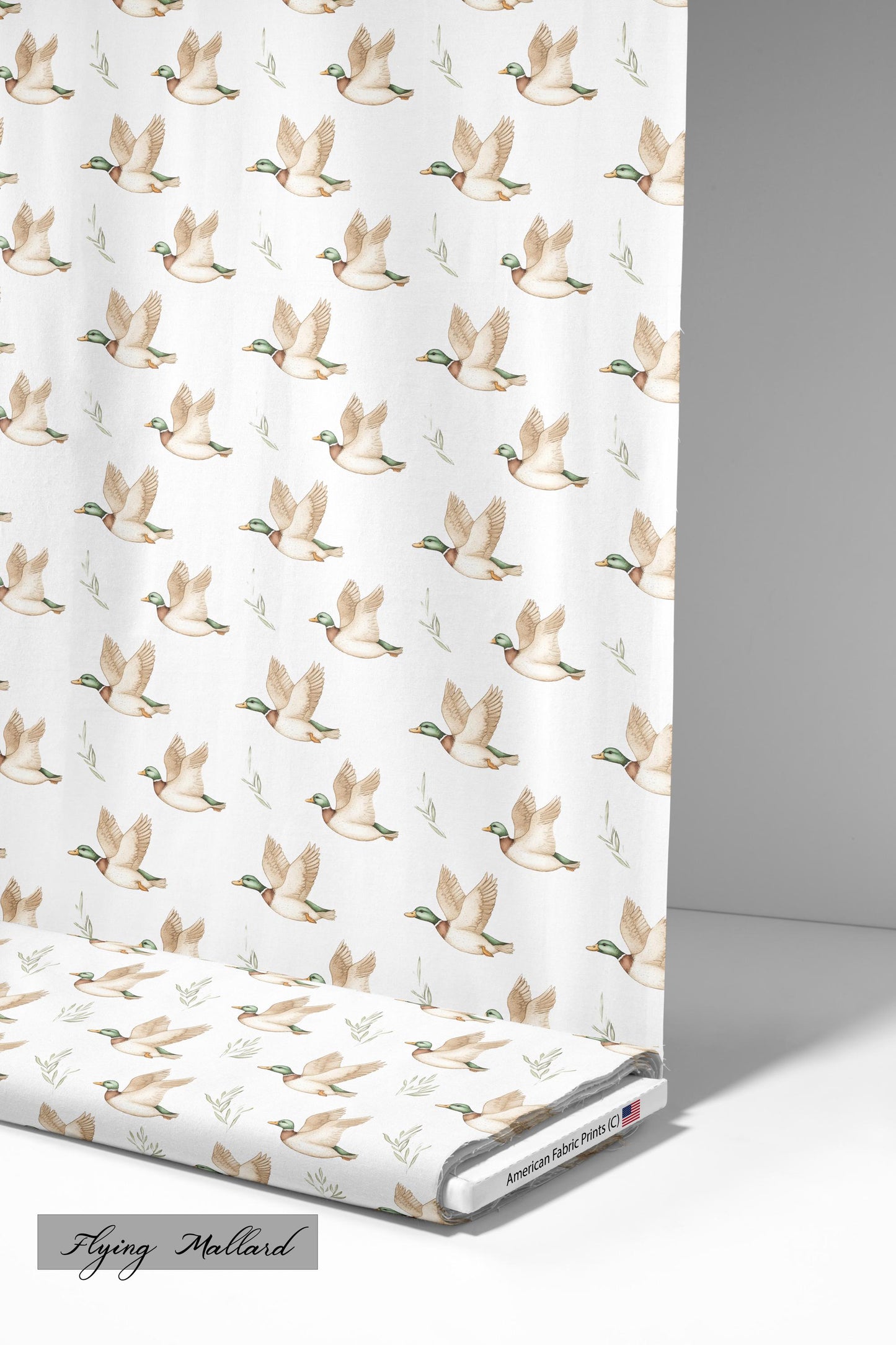 Flying Mallard Duck Quilting Cotton. Shop now at American Fabric Prints.