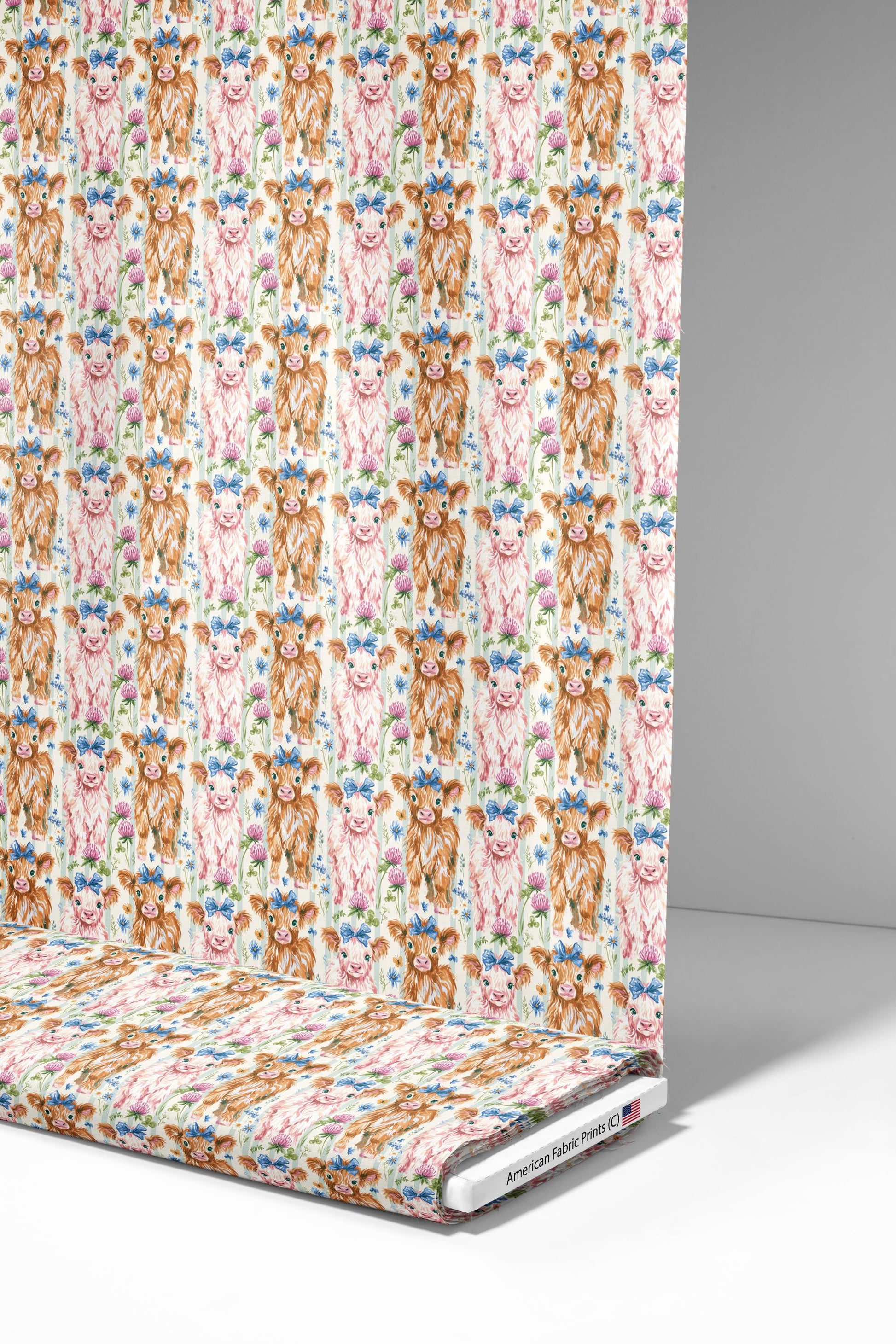 Preppy Highland Cow Fabric - Shop now at American Fabric Prints