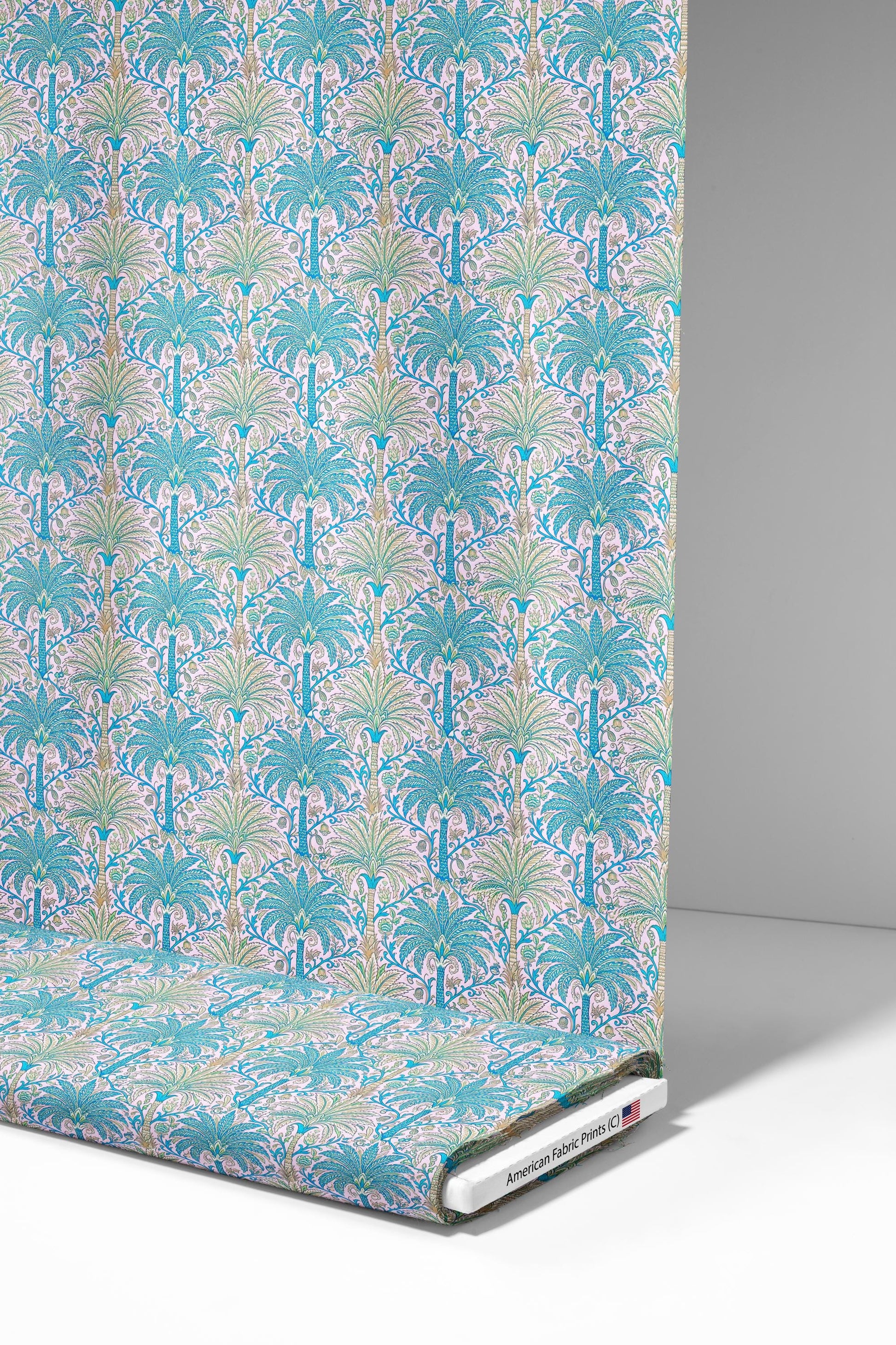 Blue and Green Palm Trees Fabric - Shop now at American Fabric Prints