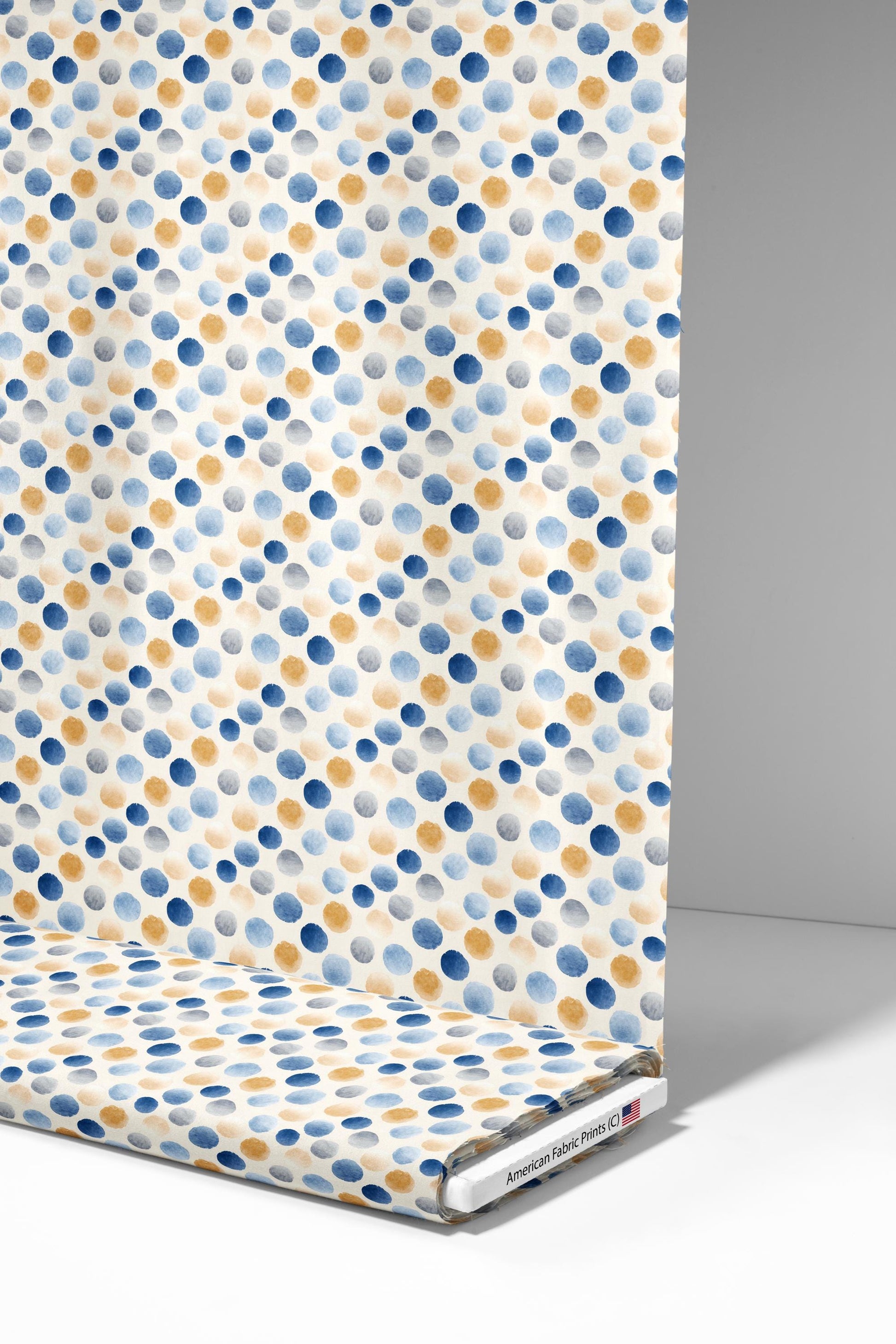 Blue Watercolor Dots Fabric - Shop now at American Fabric Prints