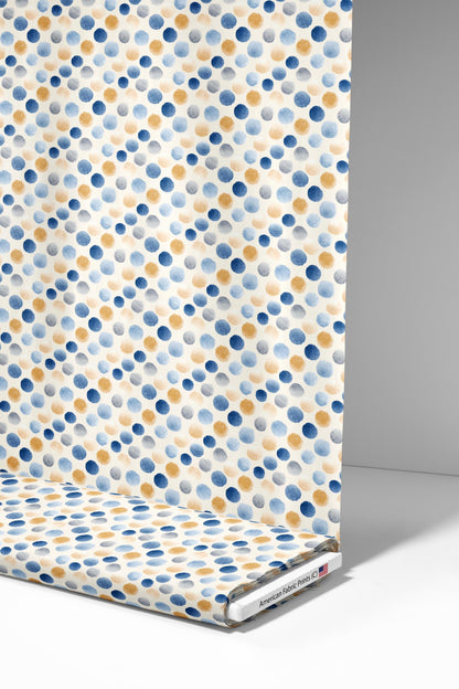 Blue Watercolor Dots Fabric - Shop now at American Fabric Prints
