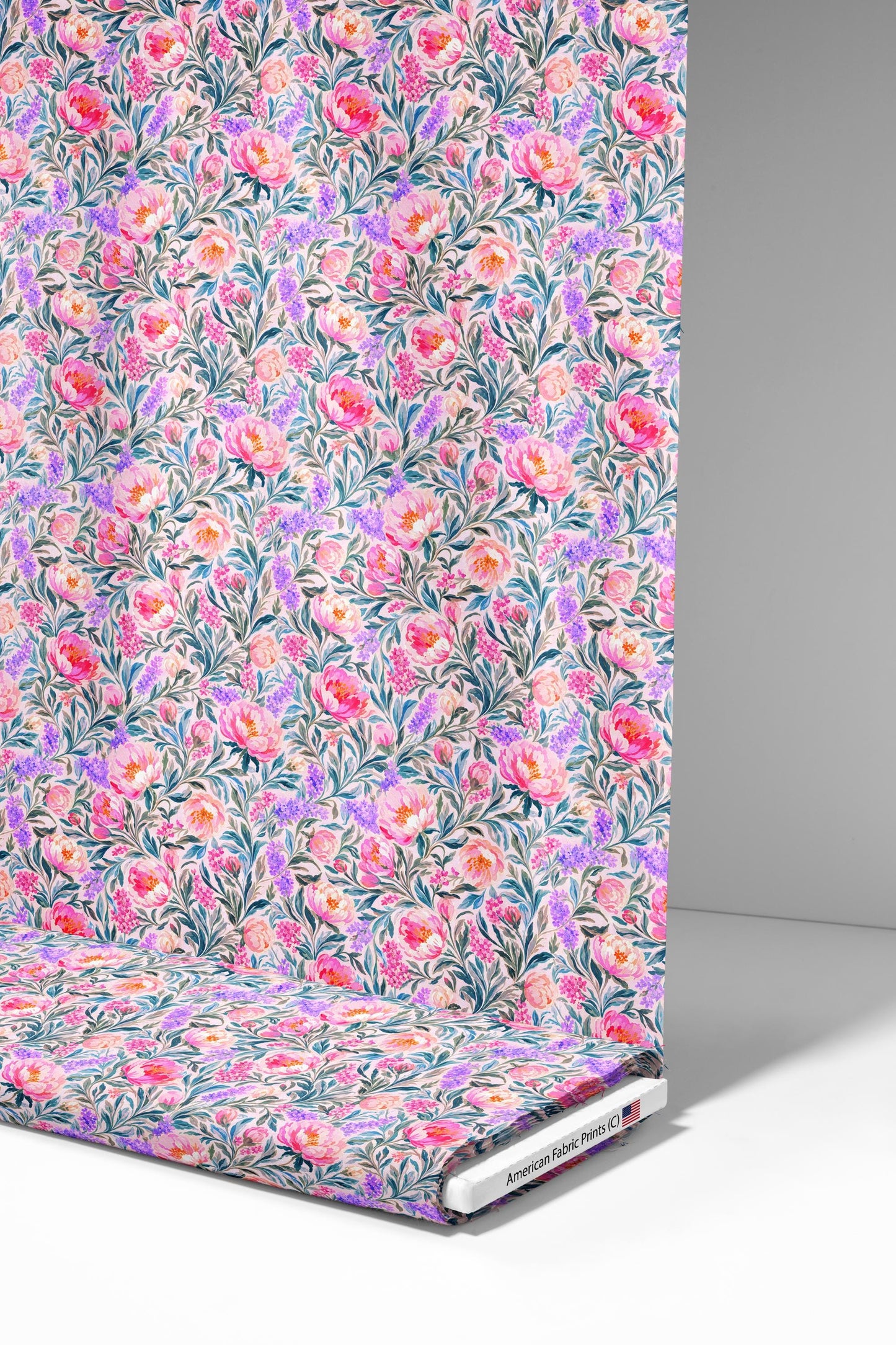 Bright Pink Peony Floral Fabric - Shop now at American Fabric Prints