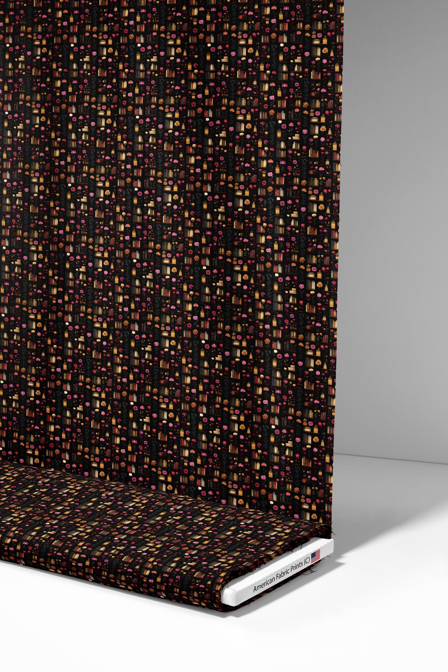 Dark Book Shelves Fabric - Shop now at American Fabric Prints