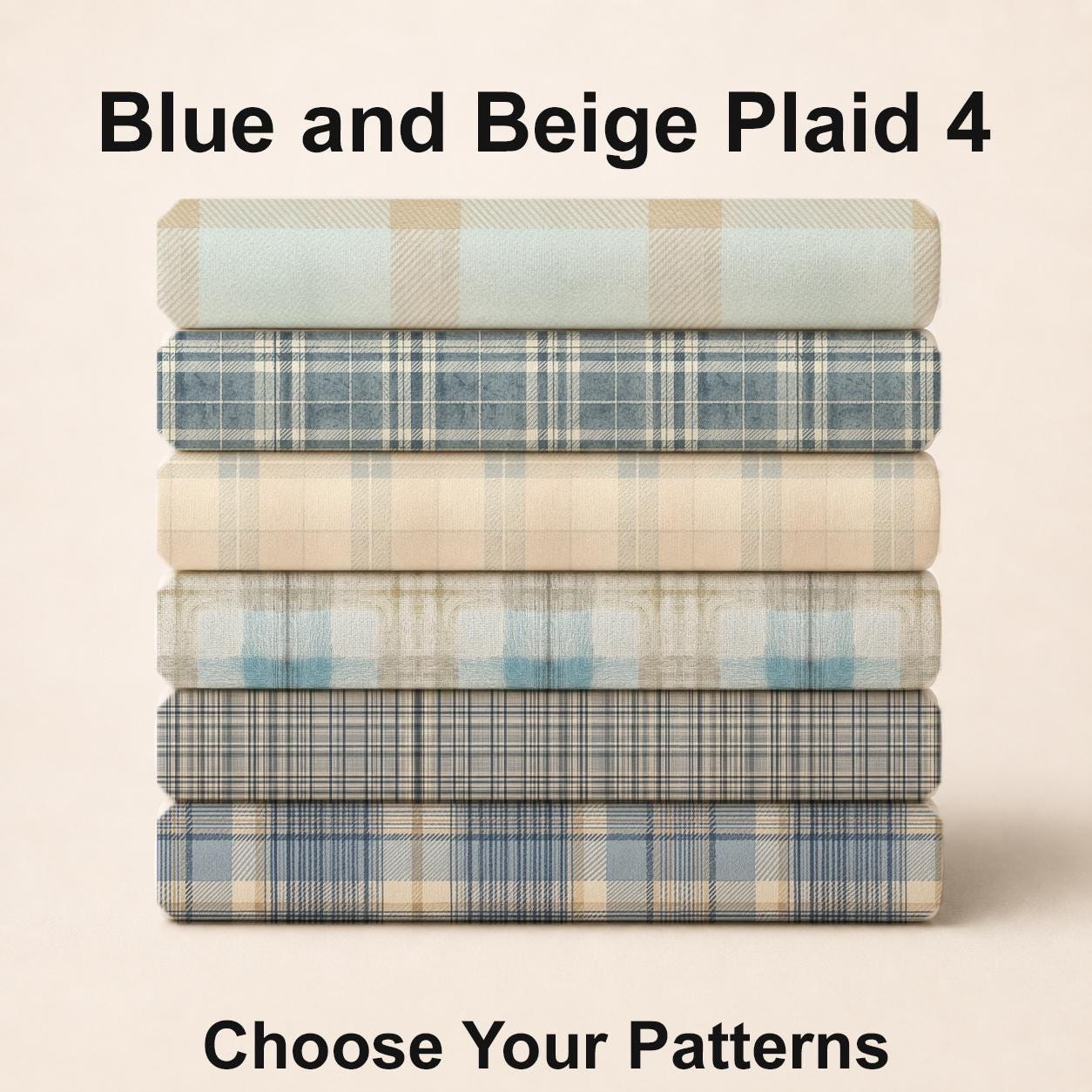 Blue and Beige Plaid 4 Fabric Bundle Set - Shop now at American Fabric Prints